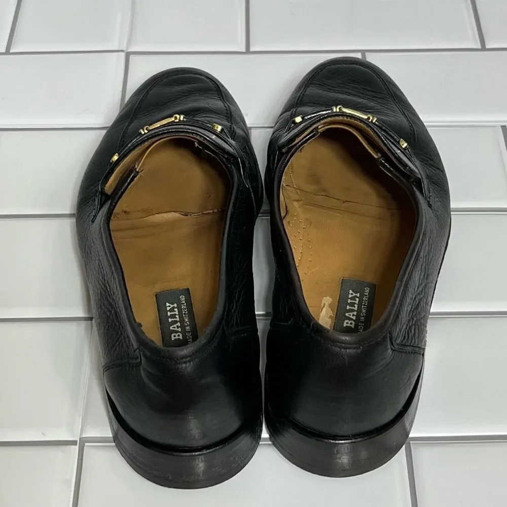 Bally Loafers Men’s Dress Shoes Black Leather Slip On’s Size 8